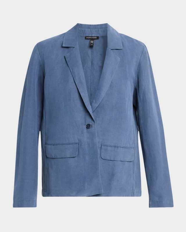 Petite Single-Button Twill Blazer
